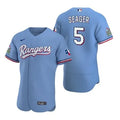 Men's Texas Rangers #5 Corey Seager Light Blue Flex Base Stitched Jersey