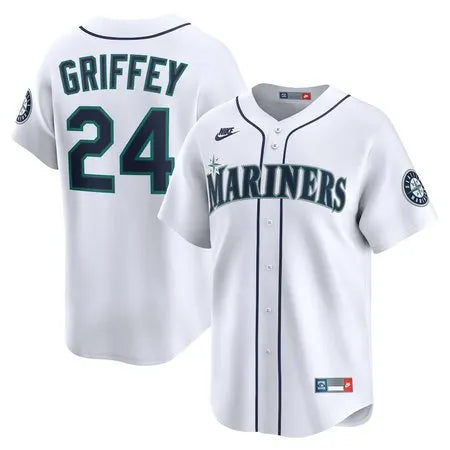 Men's Seattle Mariners #24 Ken Griffey Jr.
White Throwback Cooperstown Collection Limited Jersey HR2K
