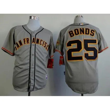 Giants #25 Barry Bonds Grey Road Cool Base Stitched MLB Jersey